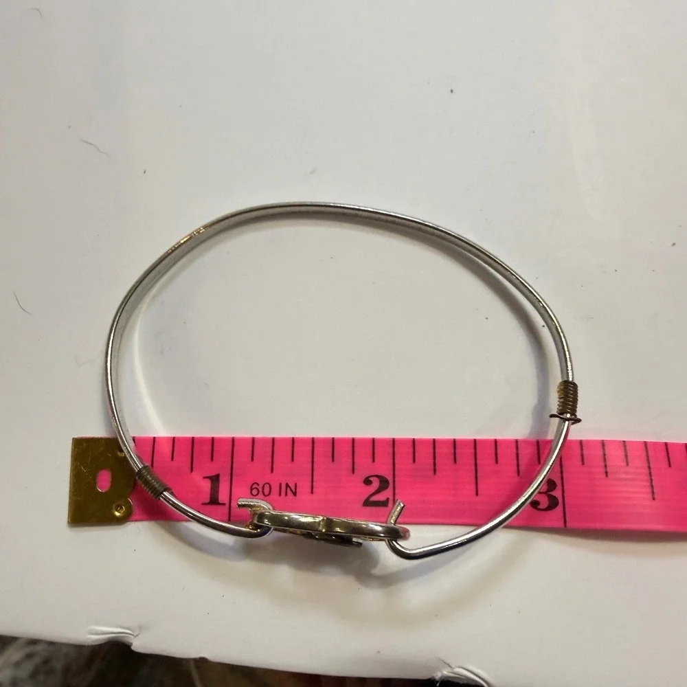Gods Heart Silver Gold Tone Interlocking Heart Circle Bangle Bracelet Religious